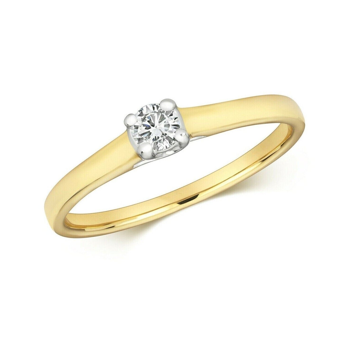Real Diamond Solitaire Ring 9ct Yellow Gold Engagement 0.15ctw Size J - Q