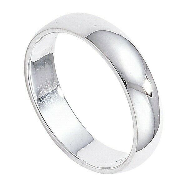 3mm Wedding Band Ring Sterling Silver Rhodium Plated 925 hallmark Sizes J - R