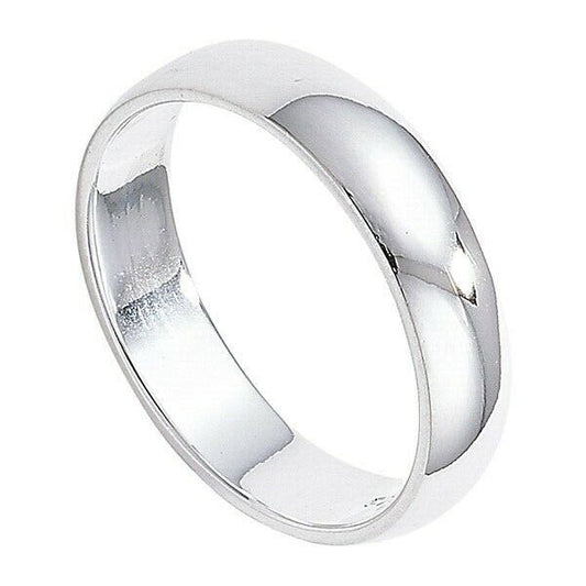 3mm Wedding Band Ring Sterling Silver Rhodium Plated 925 hallmark Sizes J - R