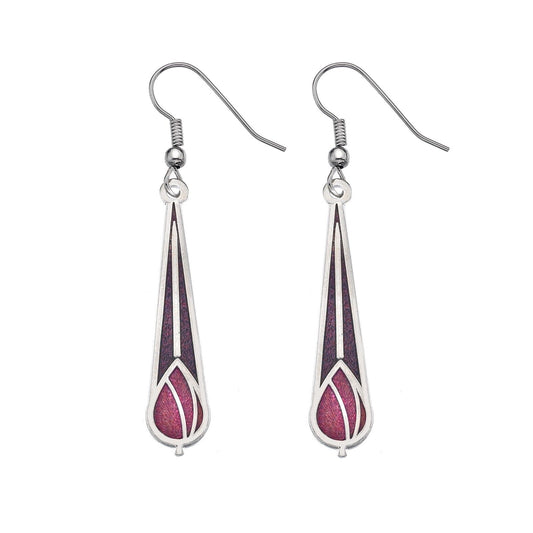 Mackintosh Rose Bud Drop Earrings Silver Plated Branded Packaging
