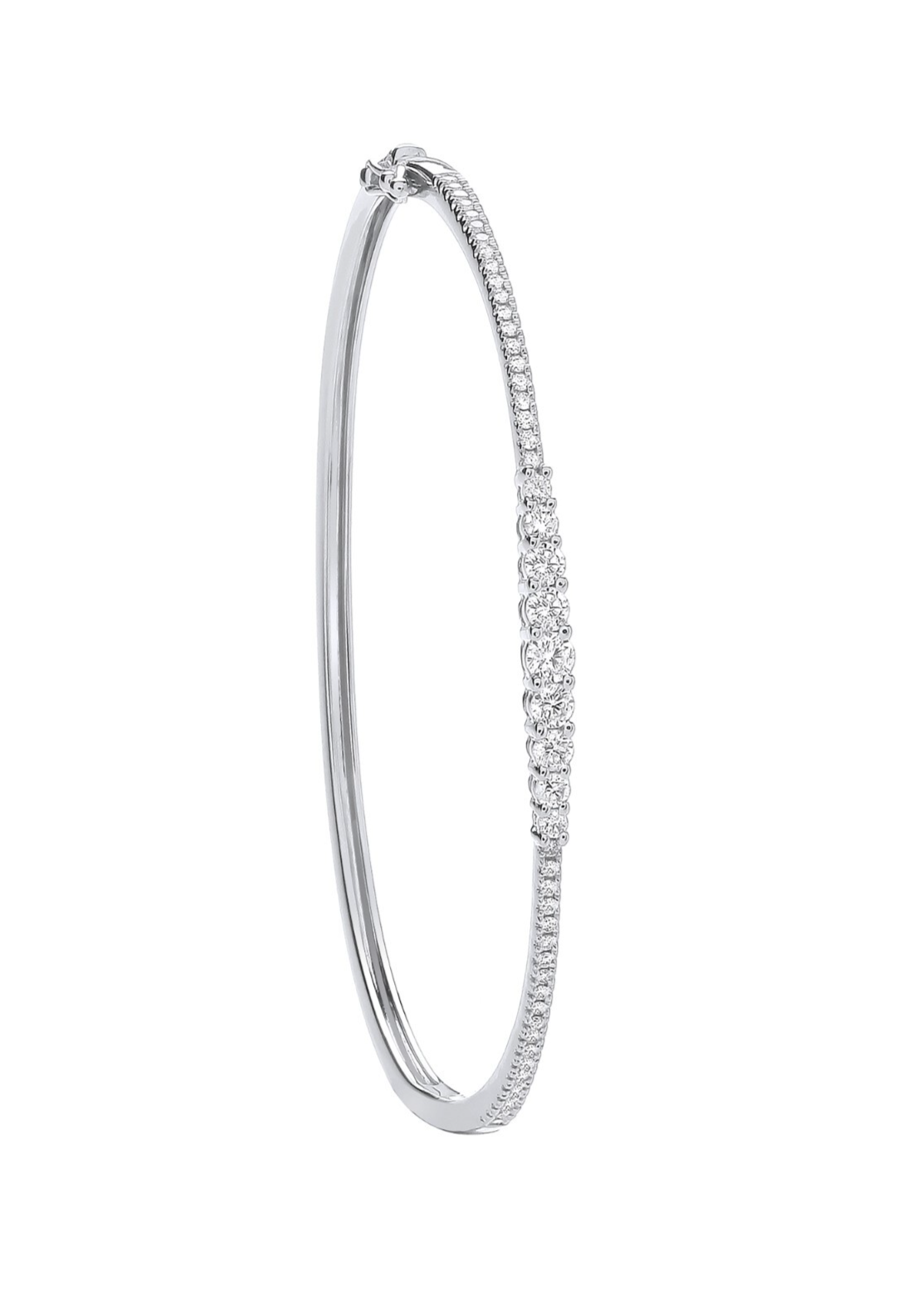 9ct White Gold 0.87ctw Graduated Diamond Bangle Made in London
