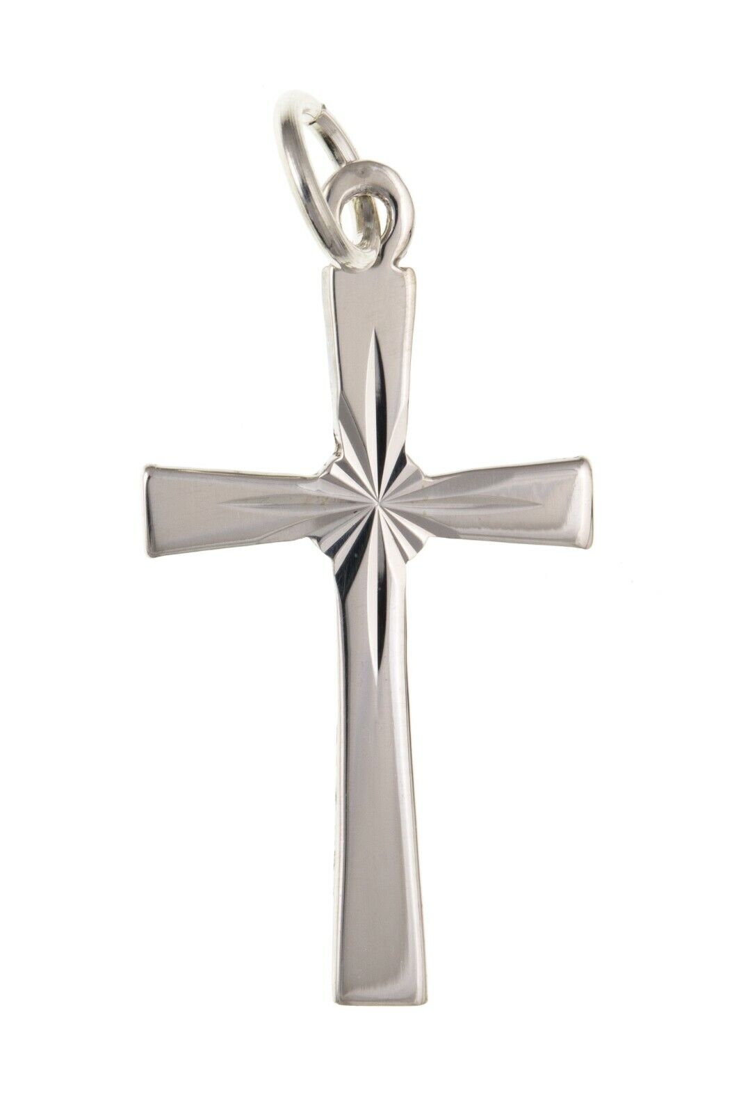 Sterling Silver Sunray Diamond Cut Cross Pendant 925 hallmark 23 x 14mm