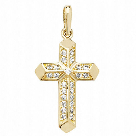 Gold Small Cross Pendant 9ct Yellow Gold 21mm x 11mm British Made