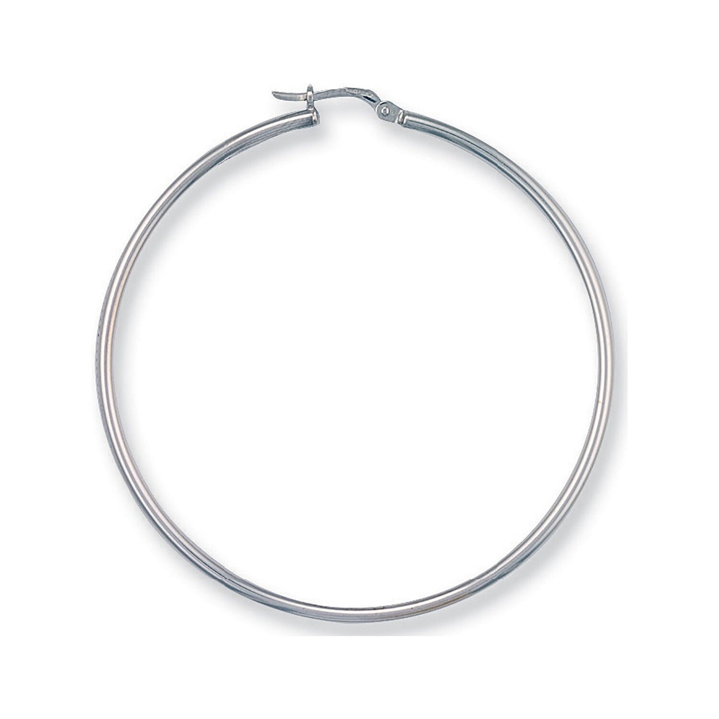 White Gold 50mm Hoop Earrings Round Large Hoops Hallmarked