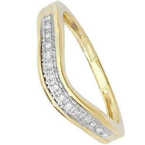 Real Diamond Soft Wishbone Ring Solid Yellow Gold Eternity Anniversary Band