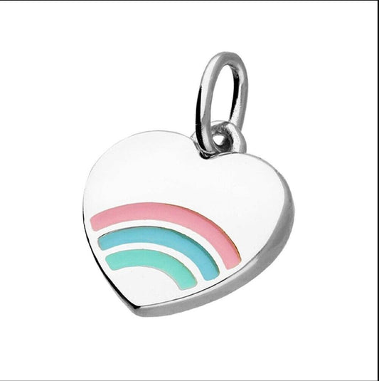 Rainbow Heart Pendant Heart Pendant Solid Sterling Silver 925 Hallmarked