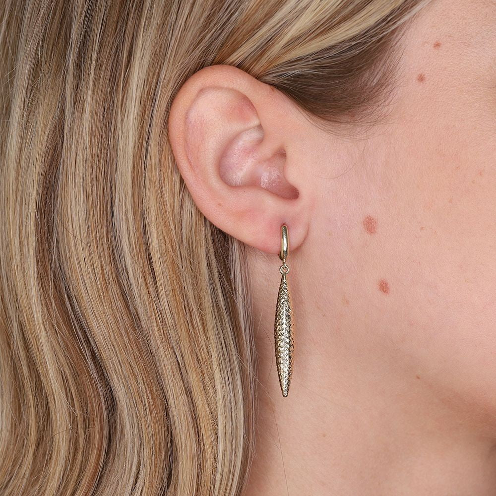 Diamond Cut Drop Earrings 9ct Yellow Gold 46mm Drops Hallmarked