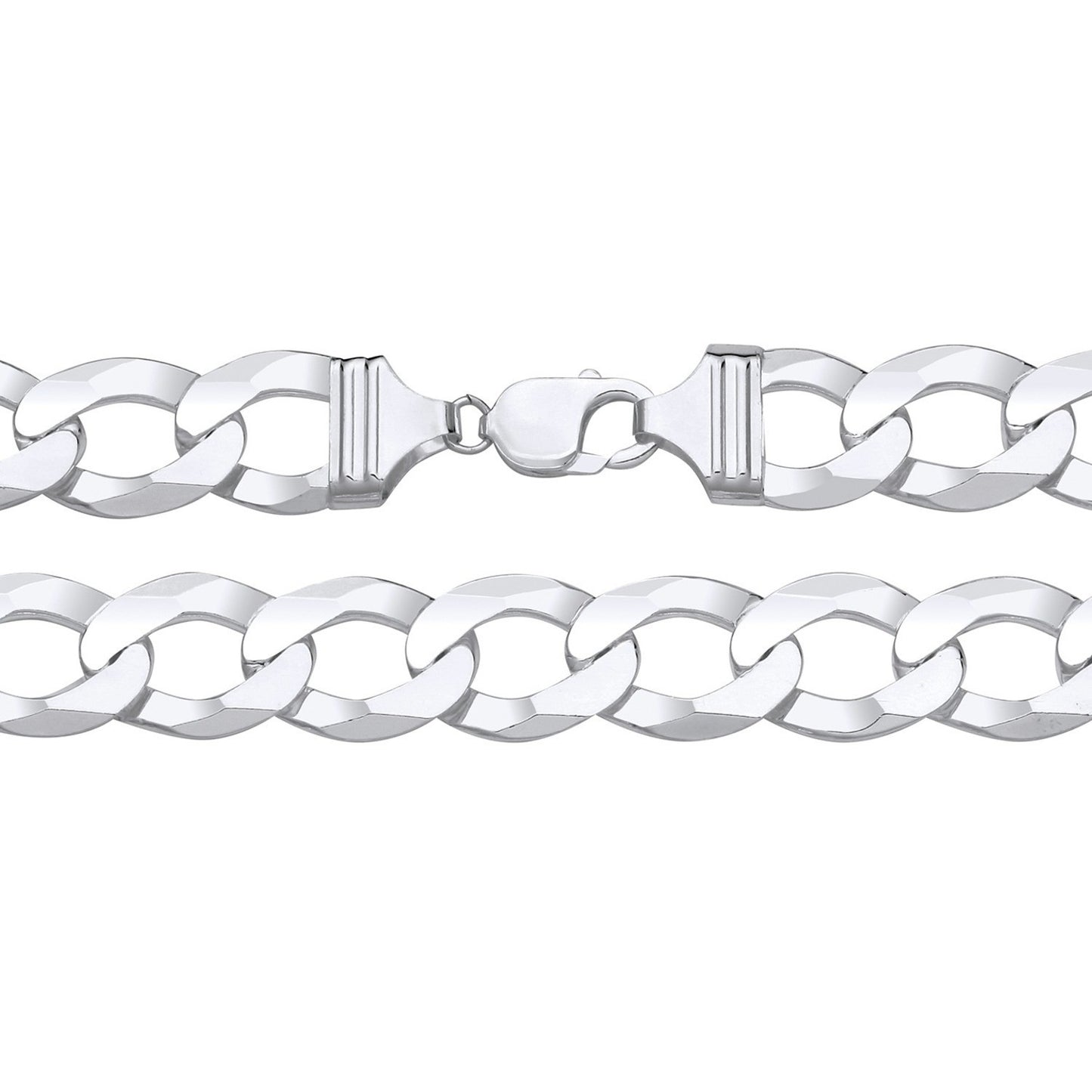 Men's Flat Curb Bracelet Sterling Silver 9" Hallmarked 16mm Wide