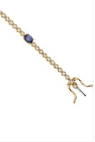9ct Yellow Gold Bracelet 0.40ct Diamond 1.15ct Sapphire Made in London