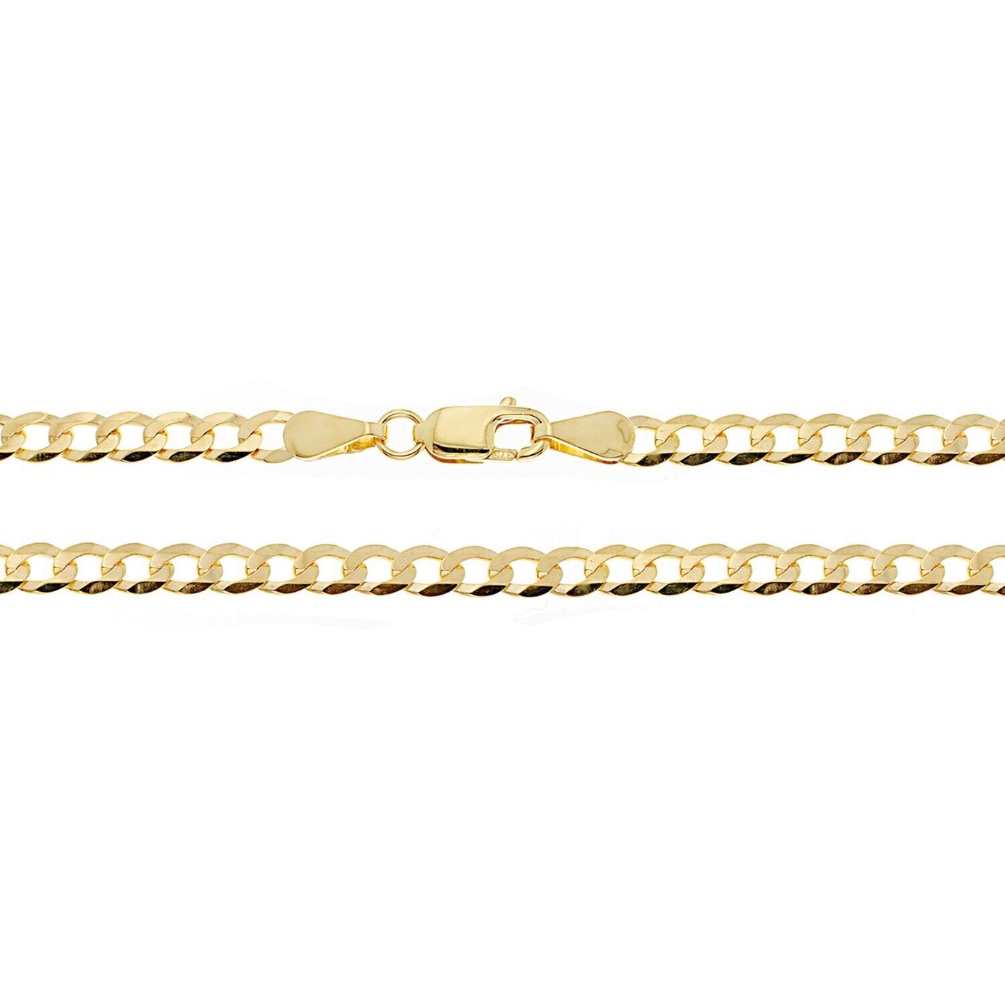 9ct Yellow Gold Curb Chain 18" Heavy Flat Bevelled 2mm Wide Hallmark Mens Womens