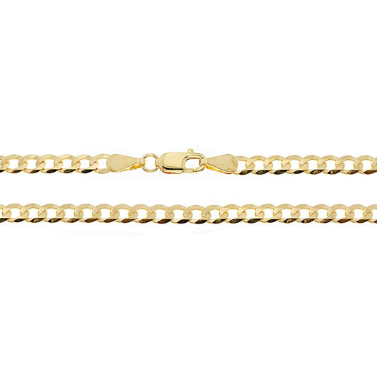 9ct Yellow Gold Curb Chain 18" Heavy Flat Bevelled 2mm Wide Hallmark Mens Womens