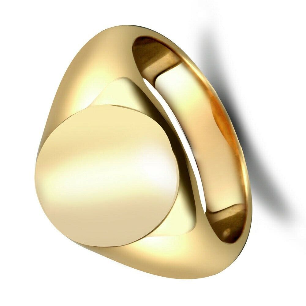 Yellow Gold Oval Signet Ring Very Heavy Weight Gents Hallmarked British Made