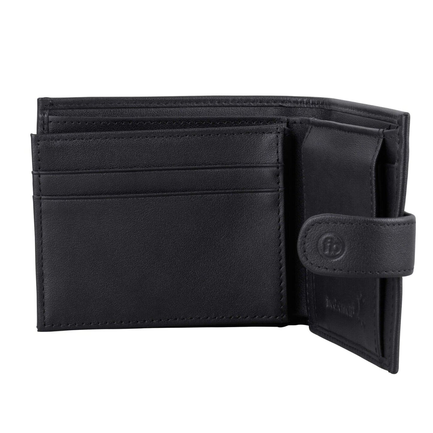 Fred Bennett Black Leather Wallet with Coin Purse Free Laser Engraving W016