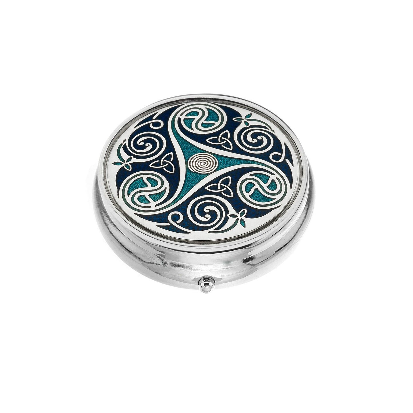 Large Pill Box Silver Plated Celtic Triskele Design Brand New & Boxed