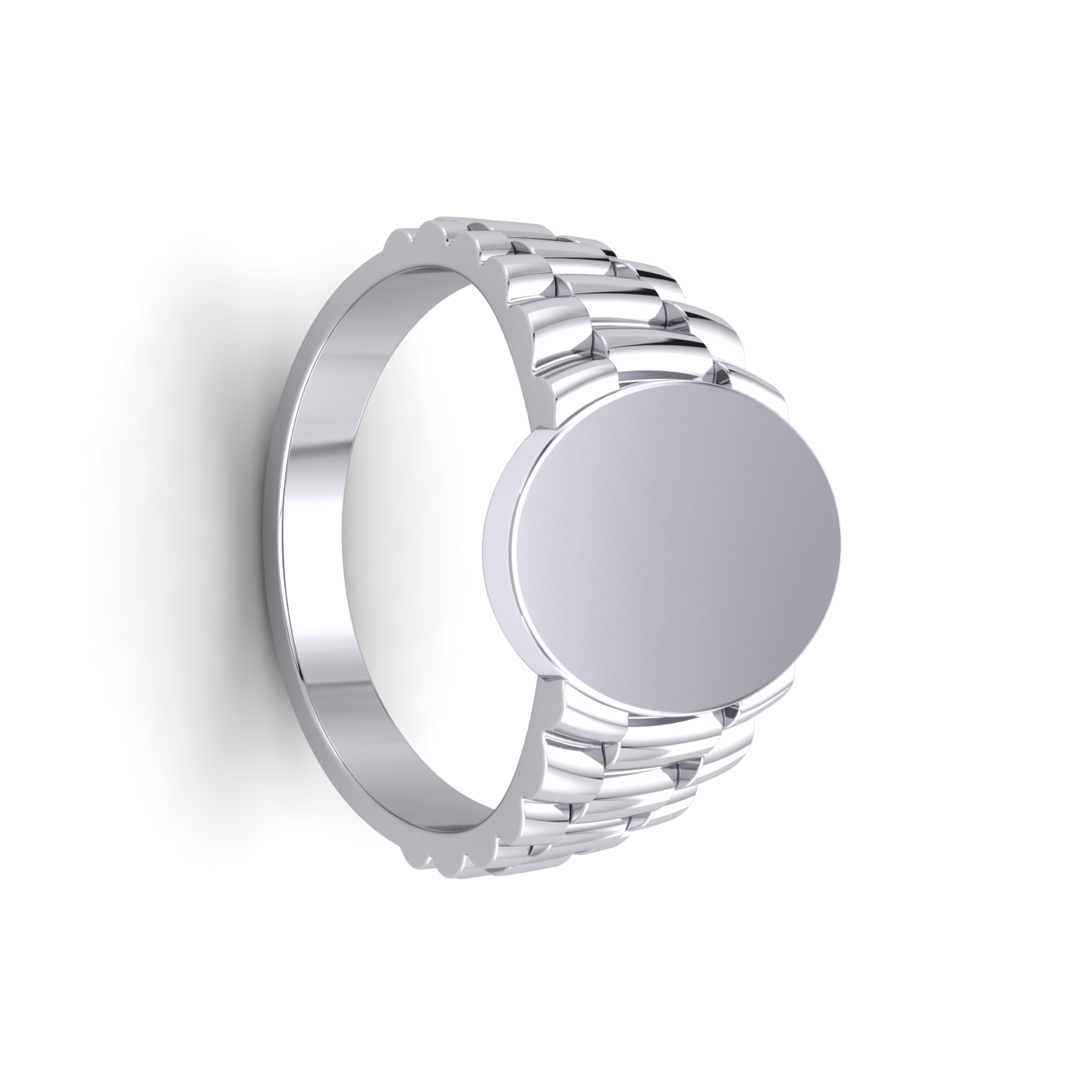 Gents Oval Signet Watch Strap Side Ring Solid Sterling Silver