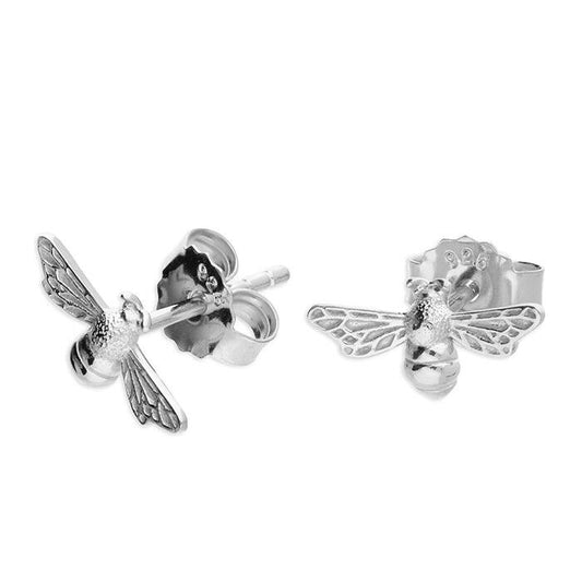 Bumble Bee Stud Earrings Solid .925 Sterling Silver Handmade