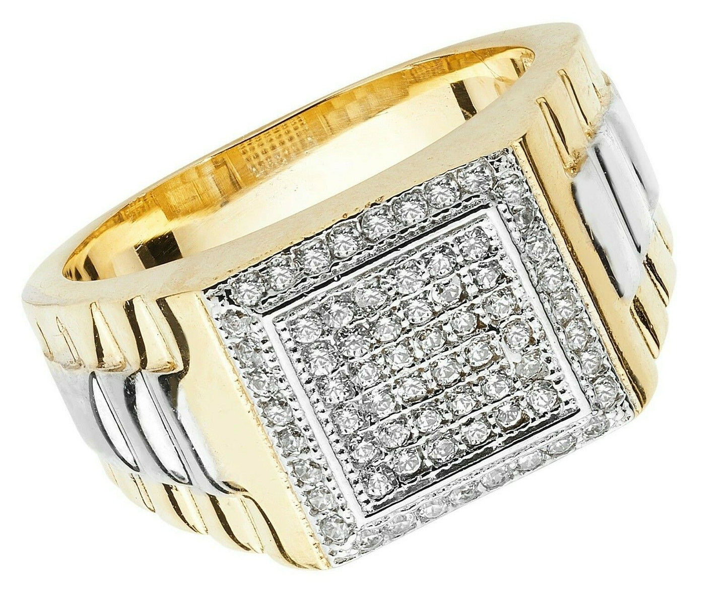 9ct Multi Tone Gold Gents Ring Square Face Signet Hallmarked