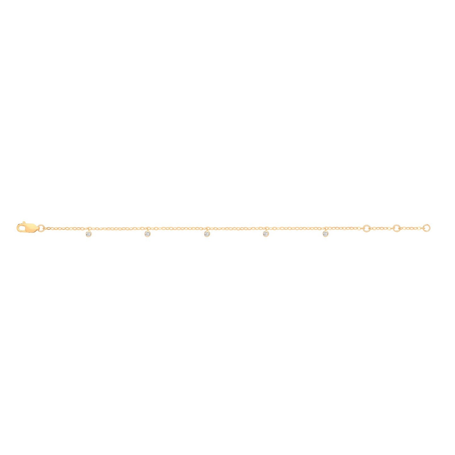 9ct Yellow Gold Rub-Over 0.10ctw Diamond Bracelet Made in London