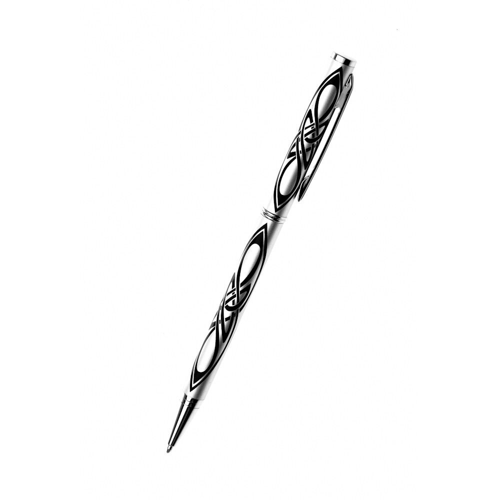 Ballpoint Pen Matt Silver Plated Pointed Celtic Knot Black Ink Brand New Boxed