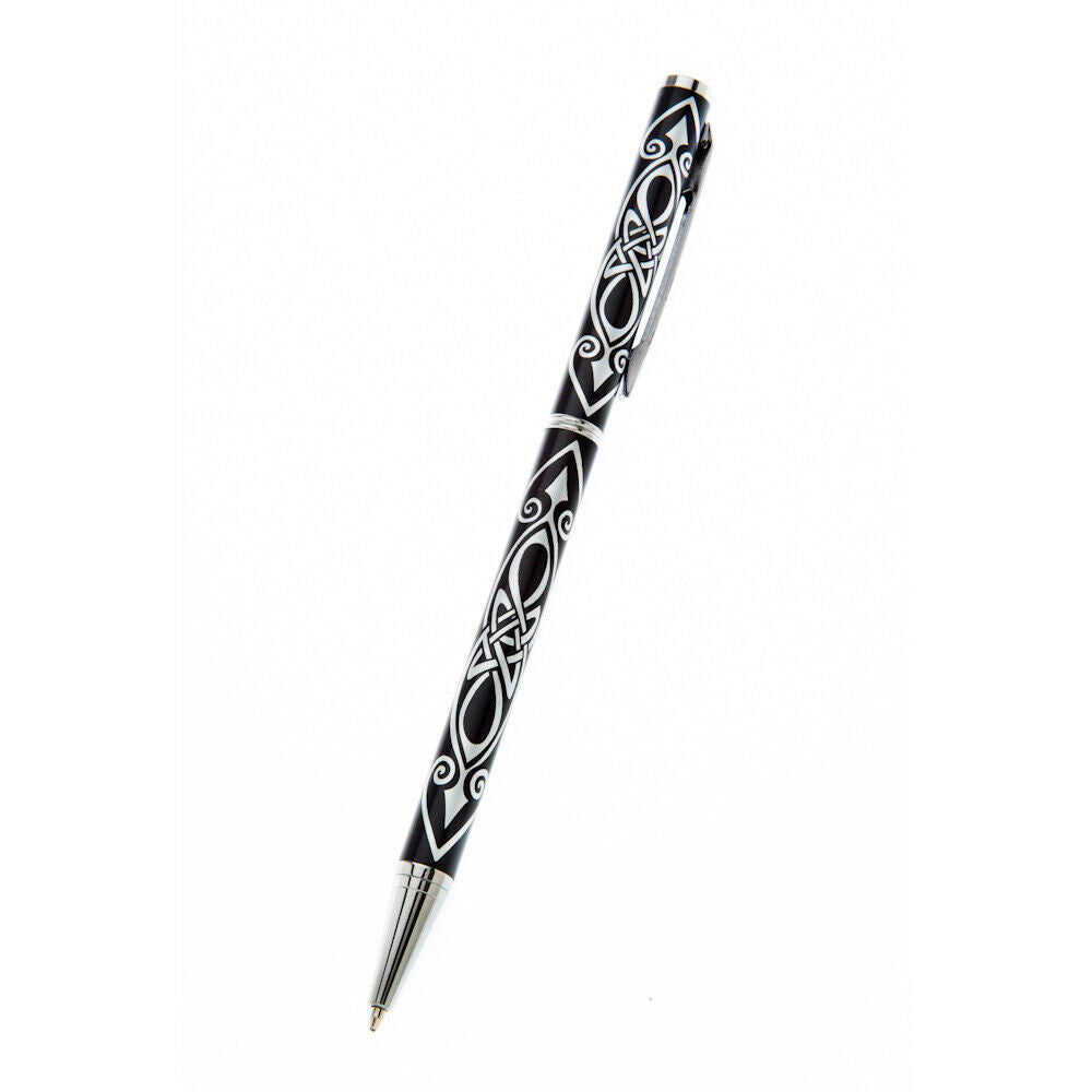 Ballpoint Pen Silver Plated Celtic Spear Designer Black Ink Brand New Boxed