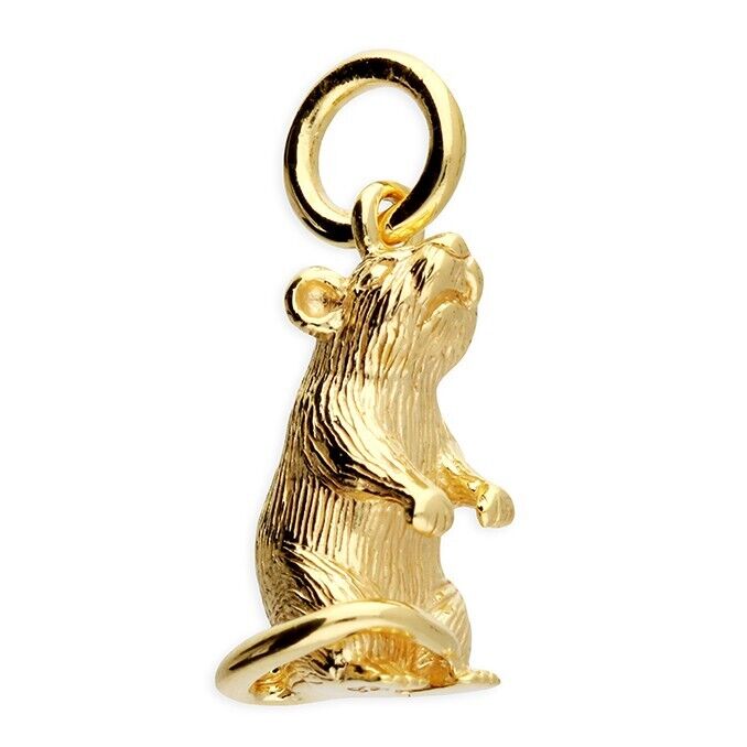 Rat Pendant 18ct Gold on Solid Sterling Silver Chinese Year of the Rat Pendant