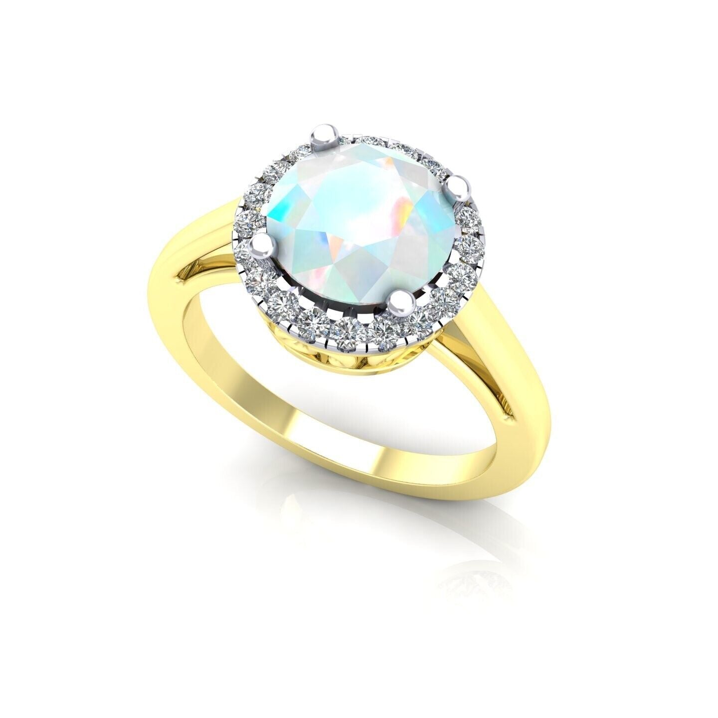 9ct Yellow Gold Opal Cluster Ring Engagement Hallmarked Sizes L - R