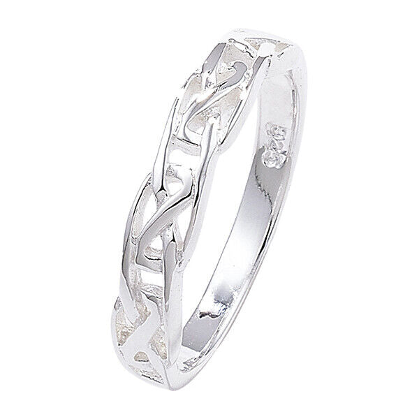 Celtic Knot Band Ring Sterling Silver Wedding Anniversary 925 hallmark Sizes J-R