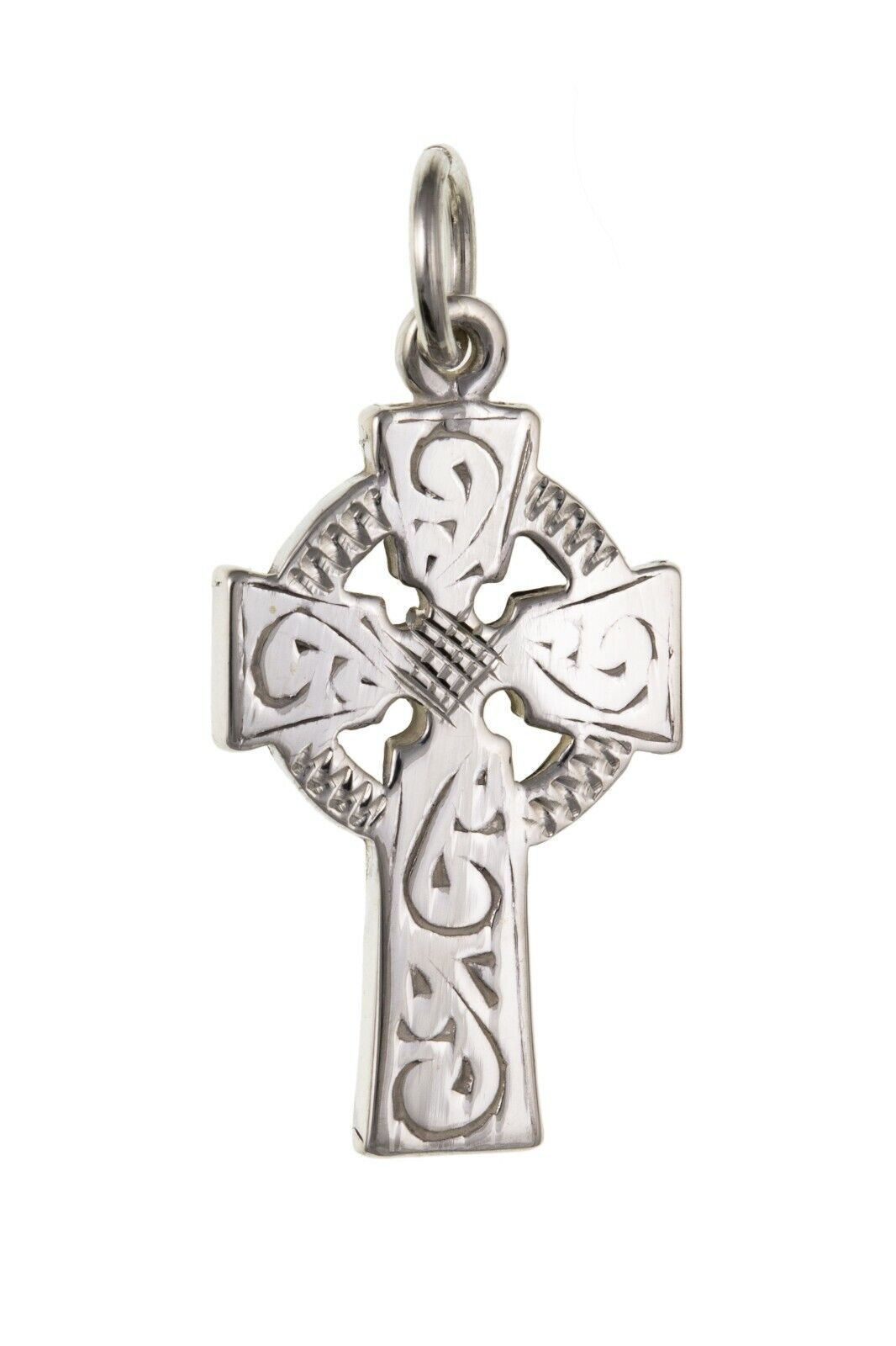 Sterling Silver Engraved Celtic Cross Pendant 925 Hallmark 21 x 13mm
