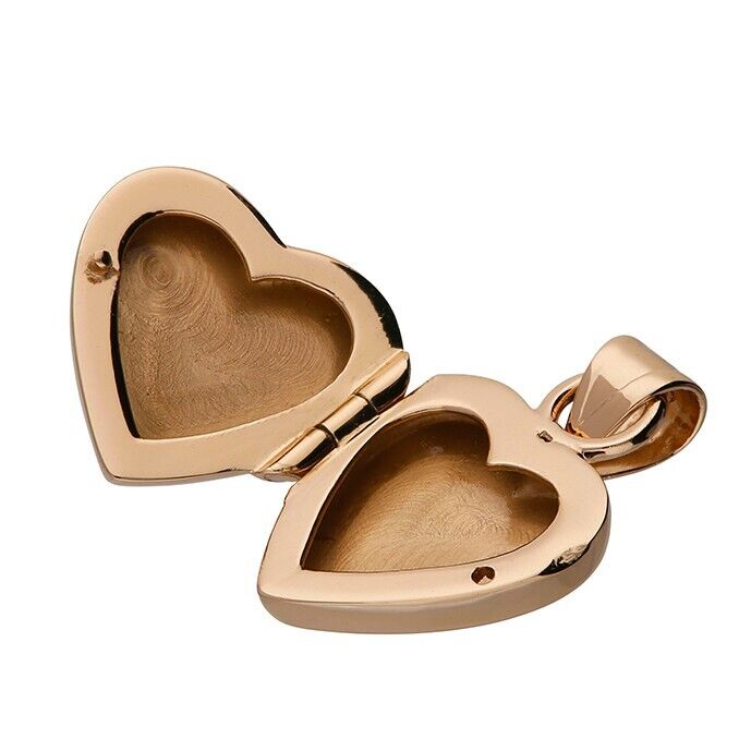 Rose Gold Heart Locket on Solid Sterling Silver 925 Hallmark 18" Chain