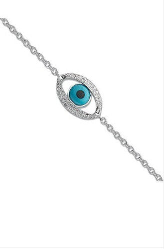 18ct White Gold 0.24ct Evil Eye Diamond Bracelet Made in London