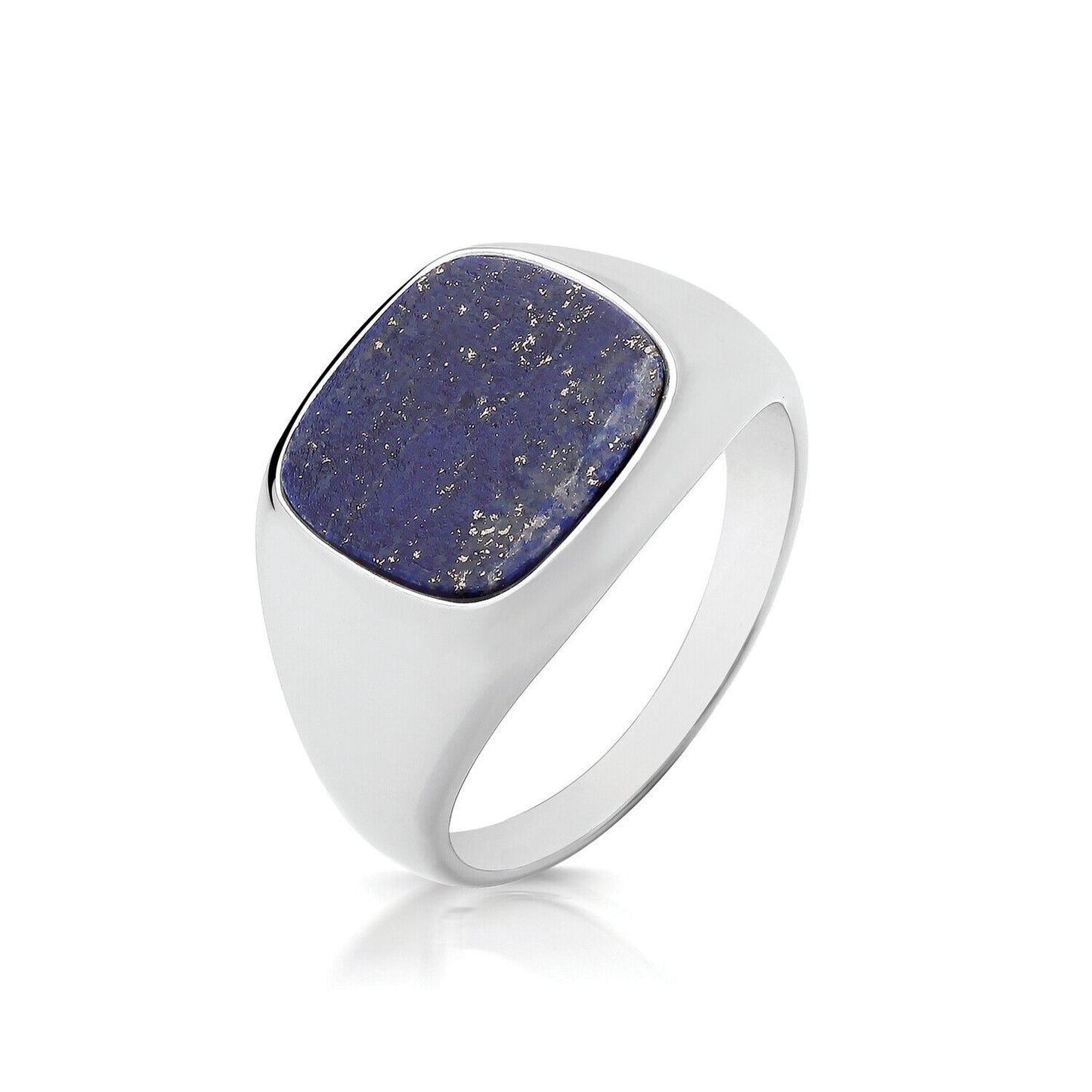 Men's Lapis Cushion Signet Ring Gents Solid Sterling Silver Engagement size R-Z