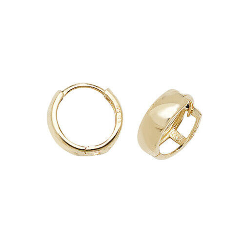 Yellow Gold Hoop Earrings Small Huggie 11mm British made 9 carat 375 Hallmark