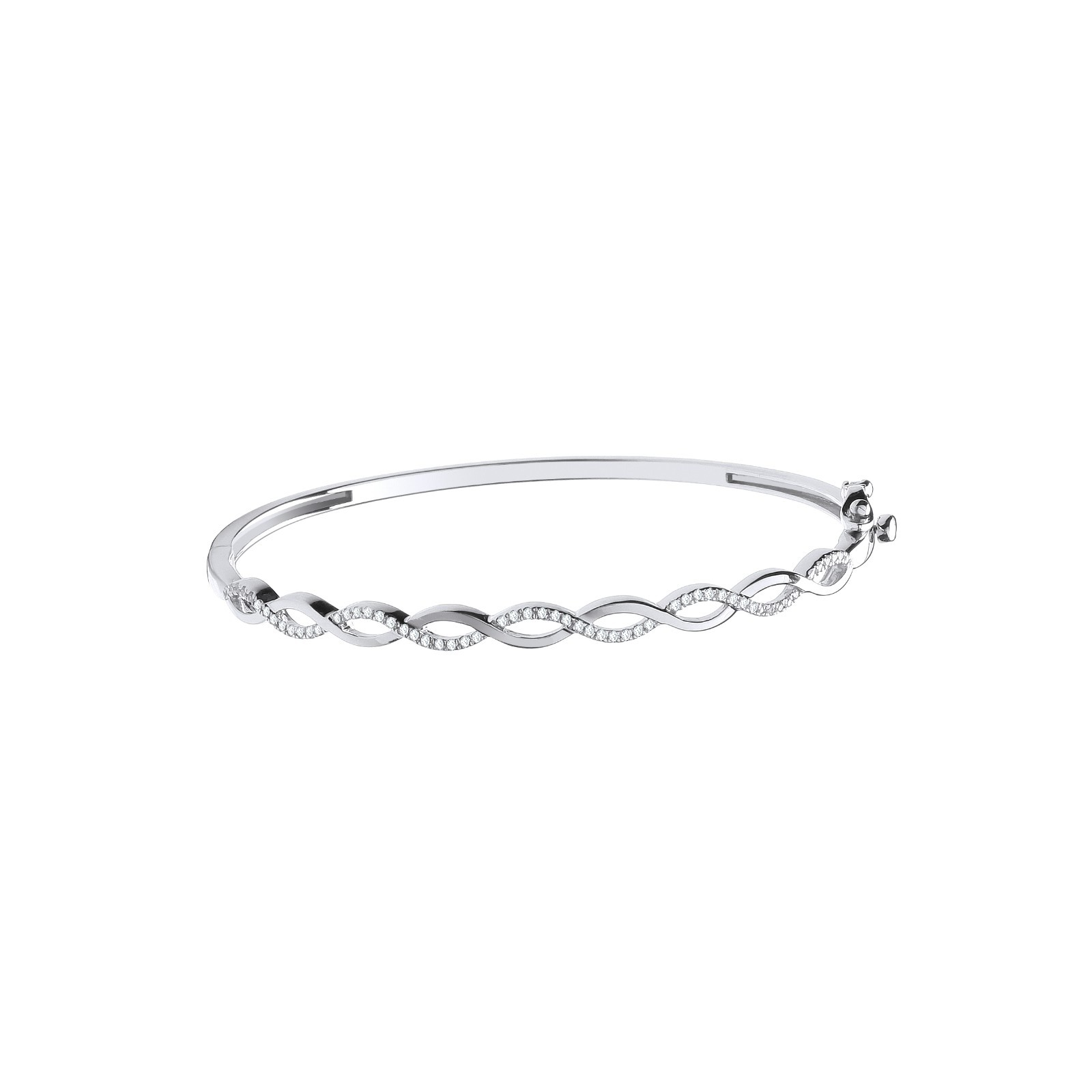 9ct White Gold Entwined 0.33ctw Diamond Bangle Made in London