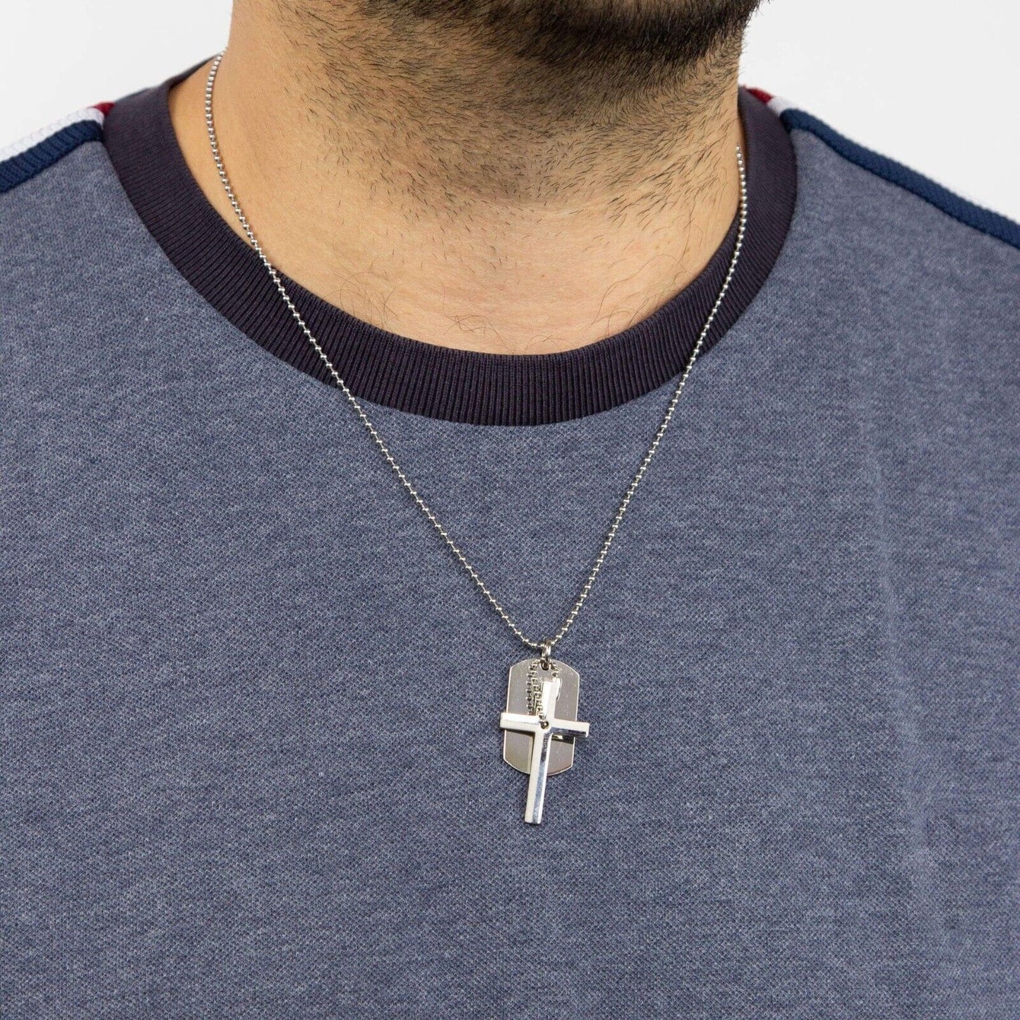 Fred Bennett Cross and Medical Dog Tag Pendant 50cm P5021 Free Engraving
