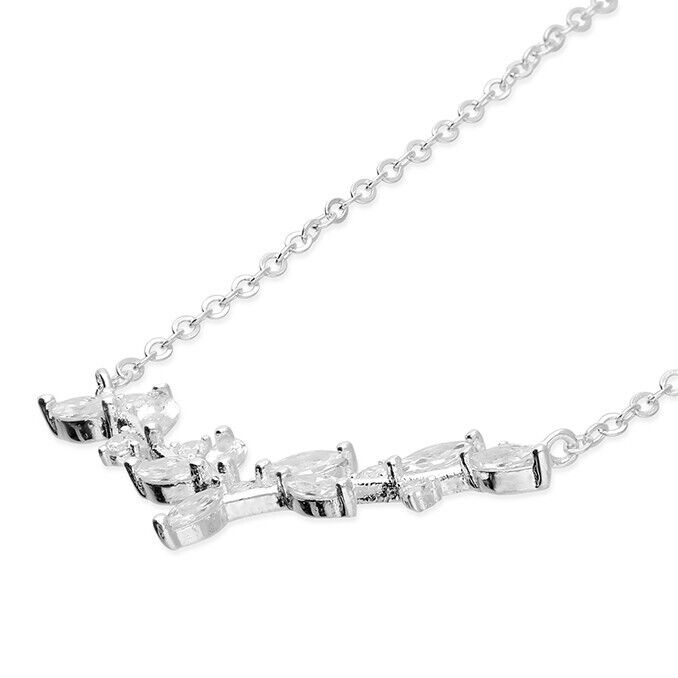 Leaf & Branch CZ Necklace Gem Set on 925 Sterling Silver 925 hallmark