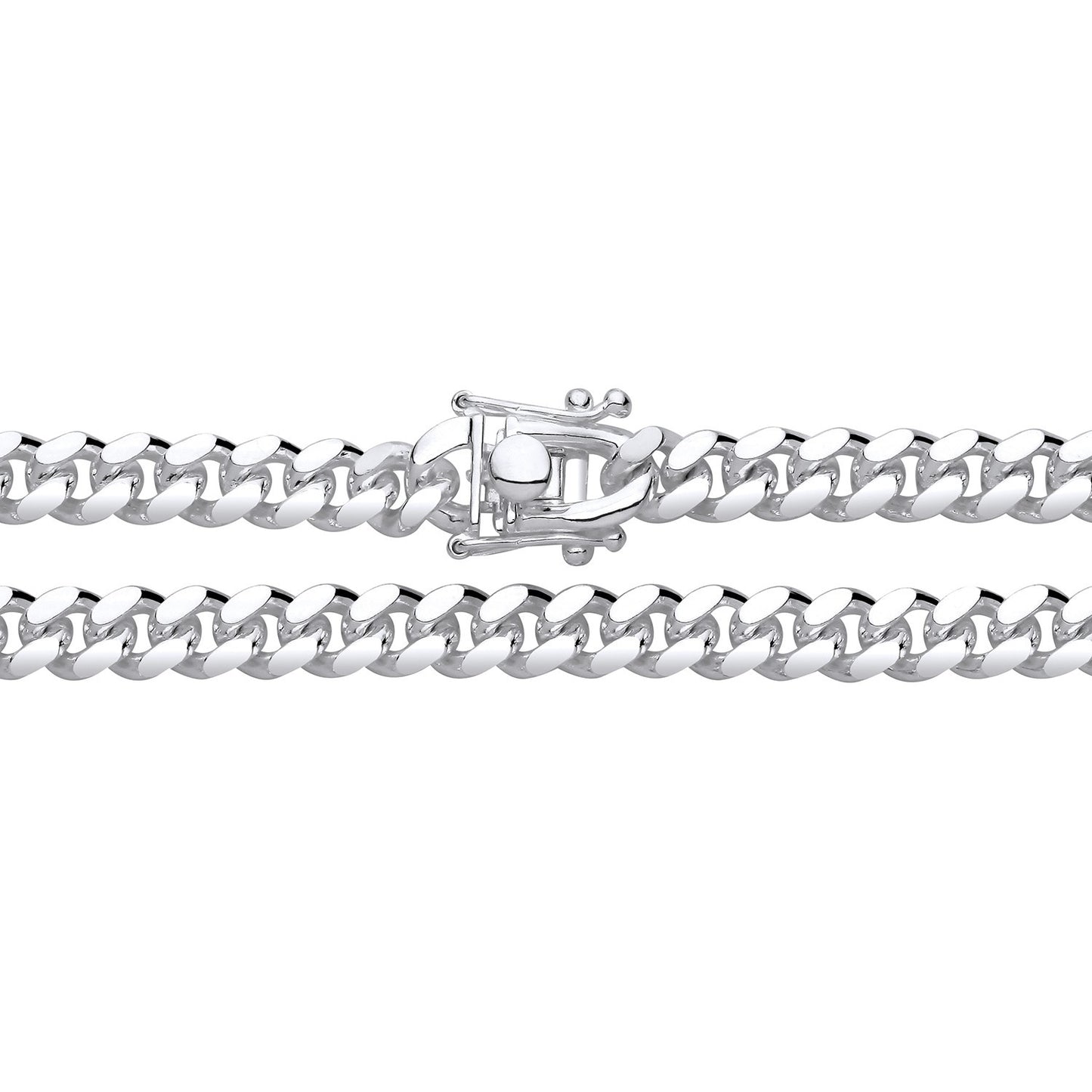 Men's Cuban Chain Bracelet Solid Silver 6mm Wide Box Lock Hallmarked 9"