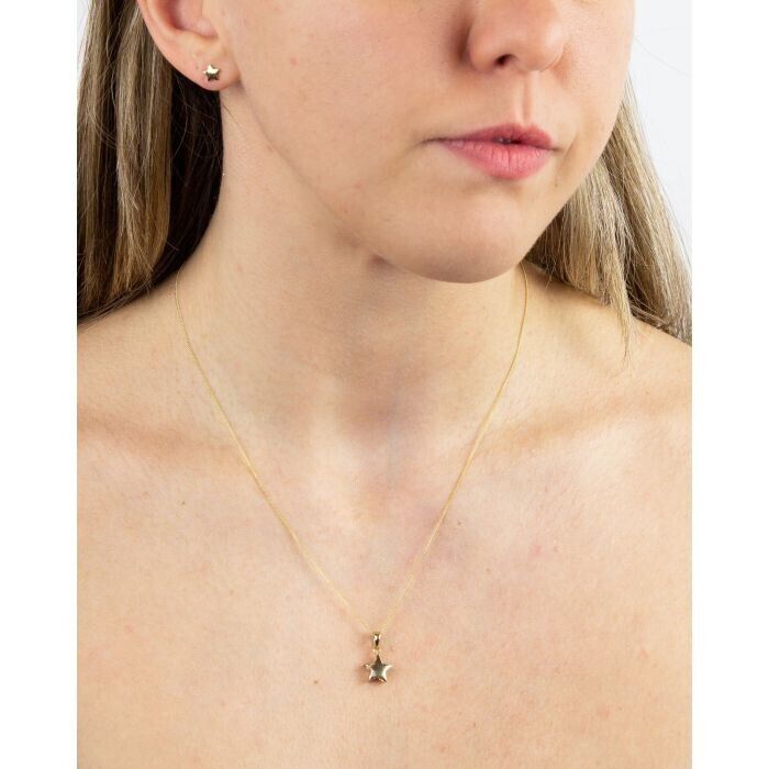Star Pendant and Earrings Set 9ct Yellow Gold 14, 16, 18 or 20" Chain Hallmarked