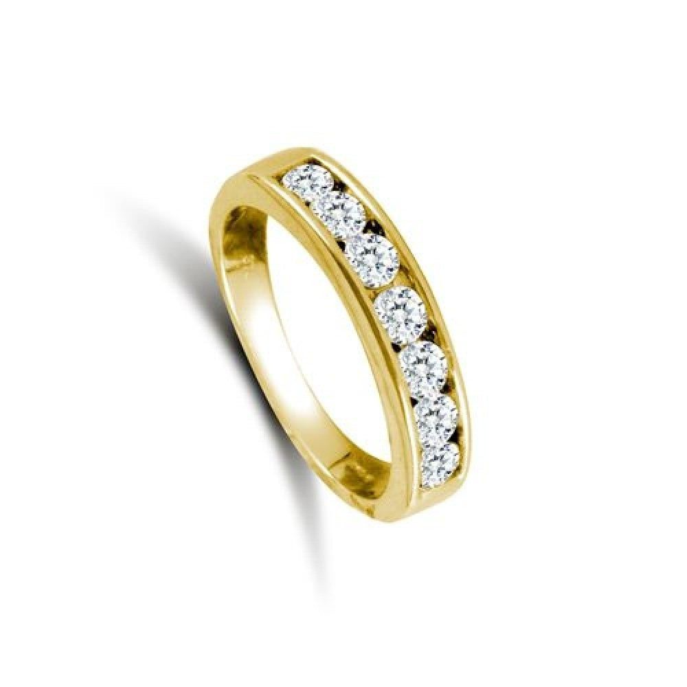 9ct Yellow Ladies Channel Set Half Eternity Ring Wedding Band Full Hallmark