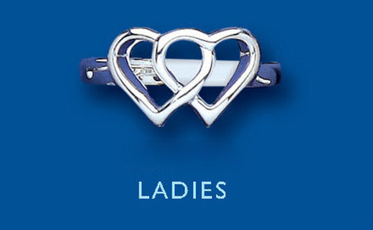 Silver Heart Ring Two Hearts 925 Hallmark size L - Q