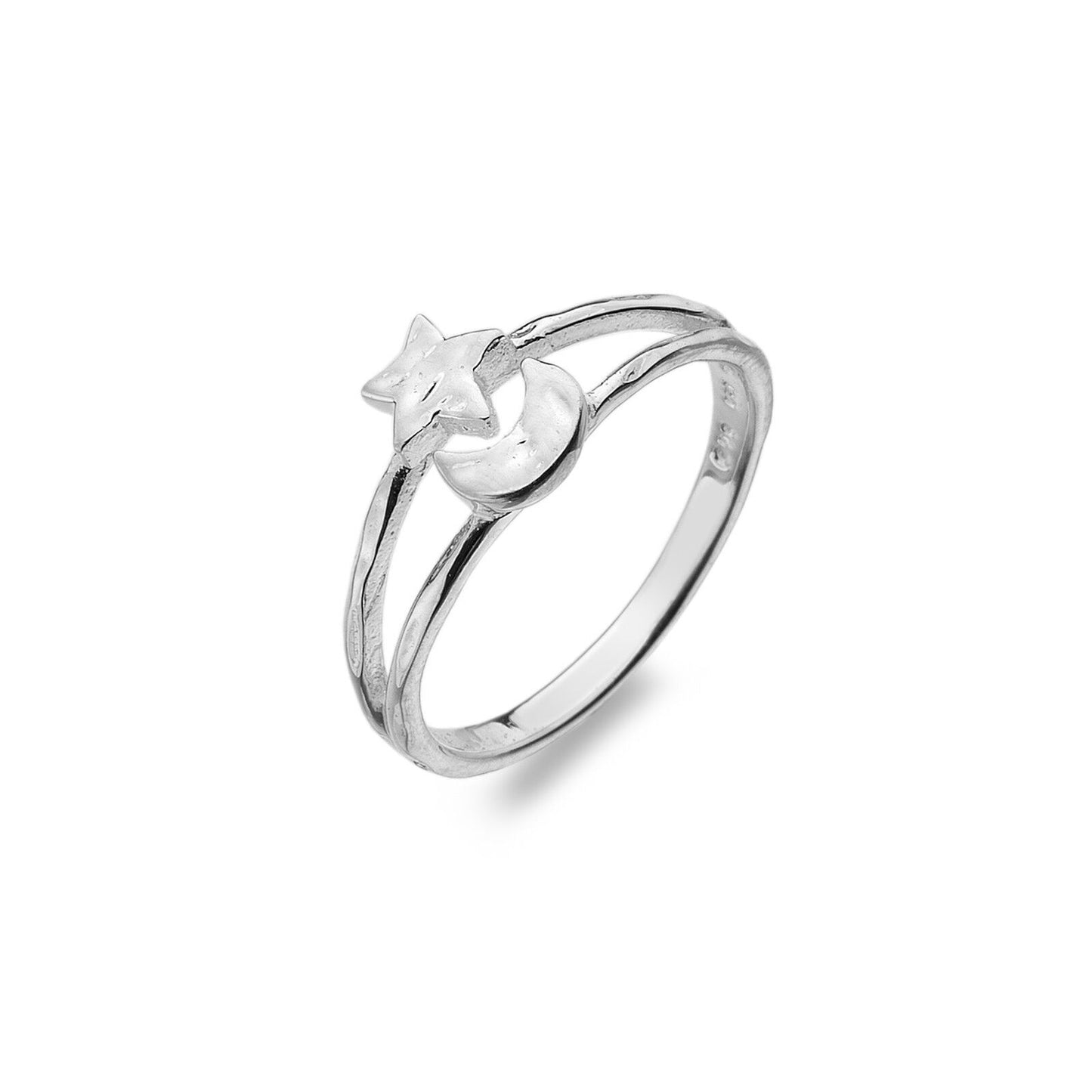 Solid Silver Moon and Star Ring Sterling 925 Stamped Size J - Q Brand New Gift