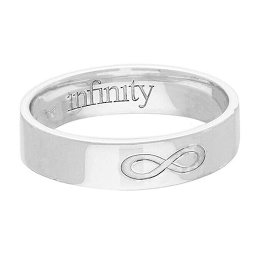 Sterling Silver Infinity Wedding Band Ring 5mm Flat Hallmarked