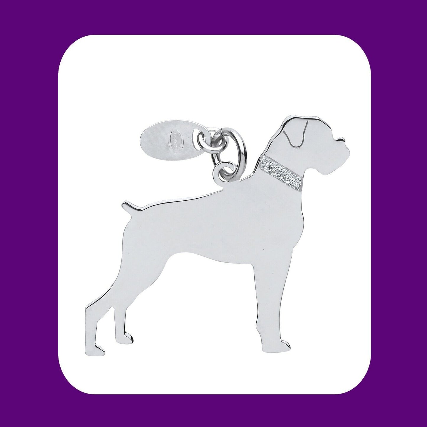 Silver Boxer Dog Pendant Solid Silver 925 Hallmark Pet Jewellery 14-24" Chain