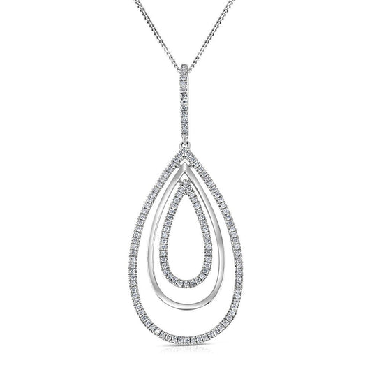 18ct White Gold 0.50ct Diamond Drop Pendant and 18" Chain