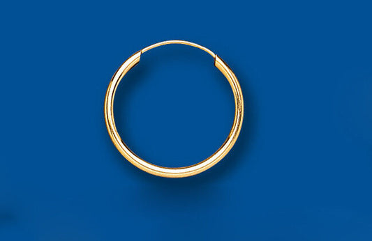 Mens Gold Hoop Earring 18mm Yellow Gold Medium Weight Sleeper