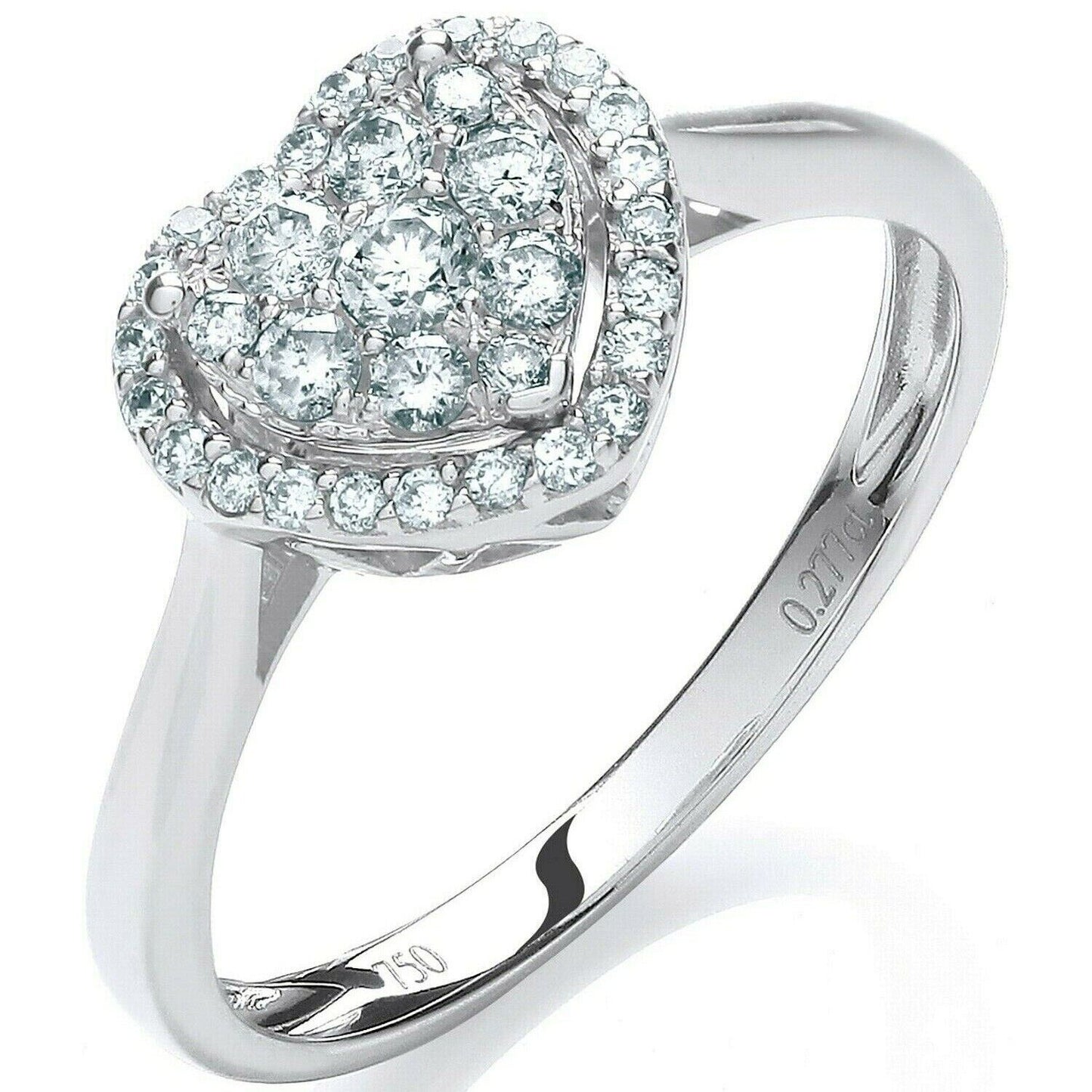 Real Diamond Heart Ring 18ct White Gold