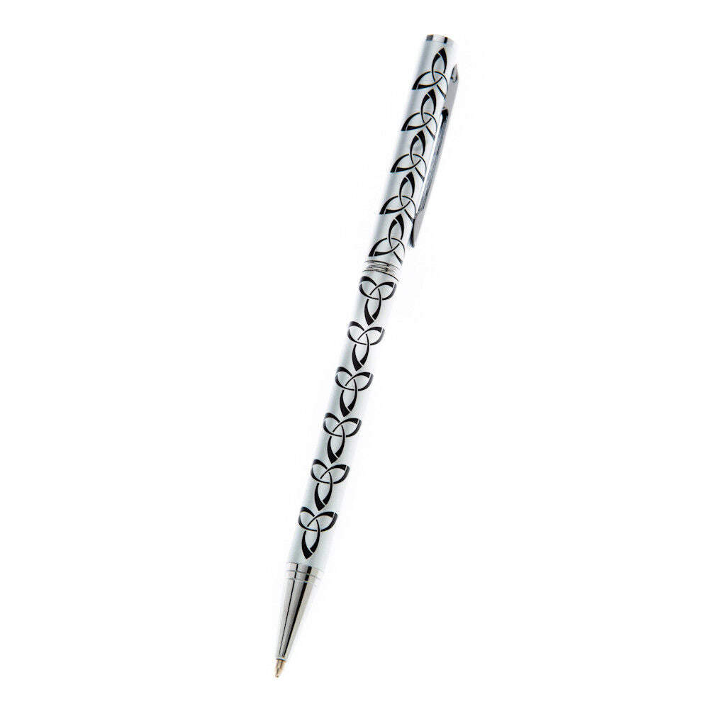 Ballpoint Pen Silver Plated Celtic Trinity Designer Black Ink Brand New Boxed