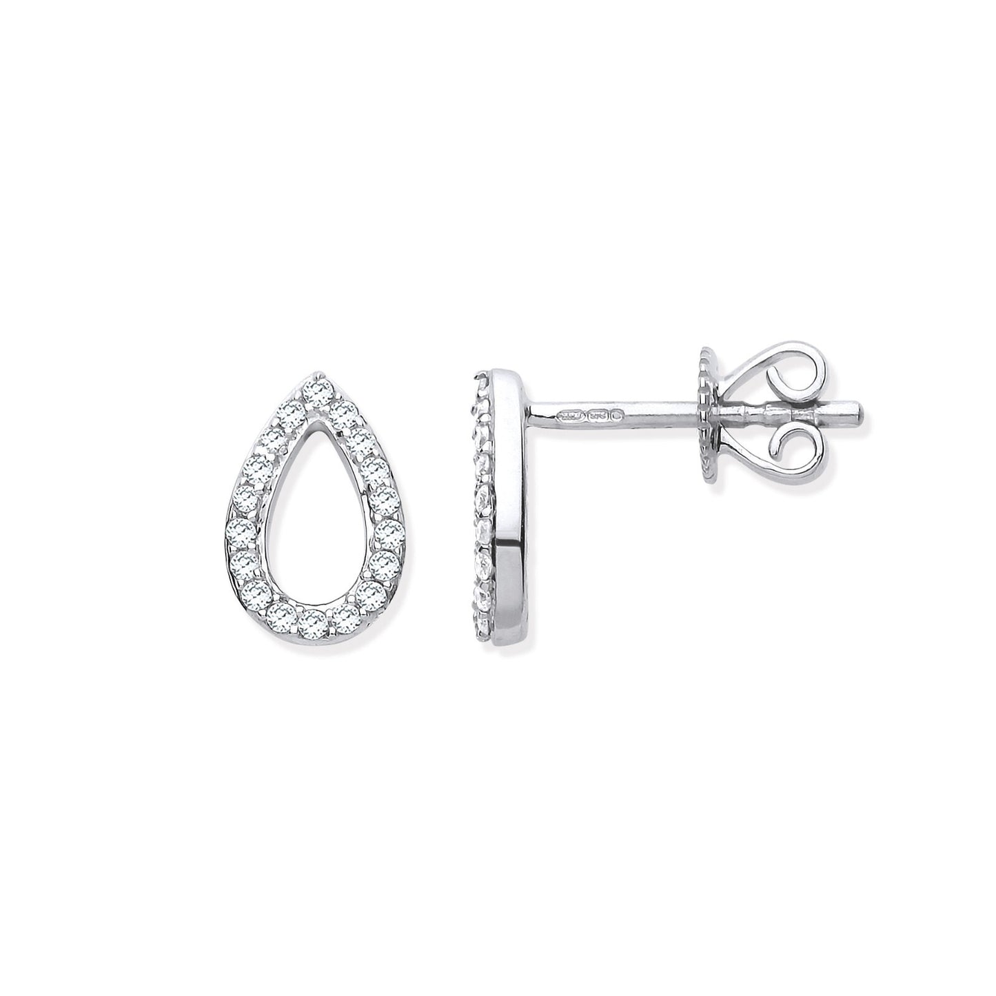 9ct White Gold Teardrop 0.15ctw Diamond Studs Hallmarked - 9 x 6mm