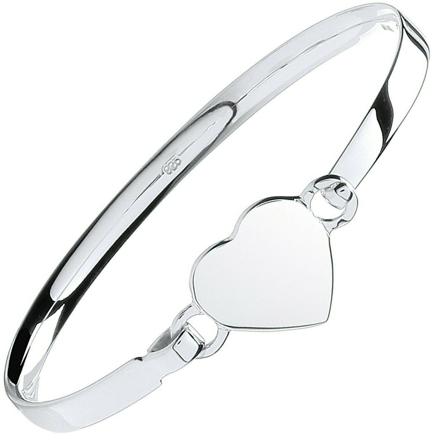 Silver Childs Heart Bangle Hallmarked British Made Boxed