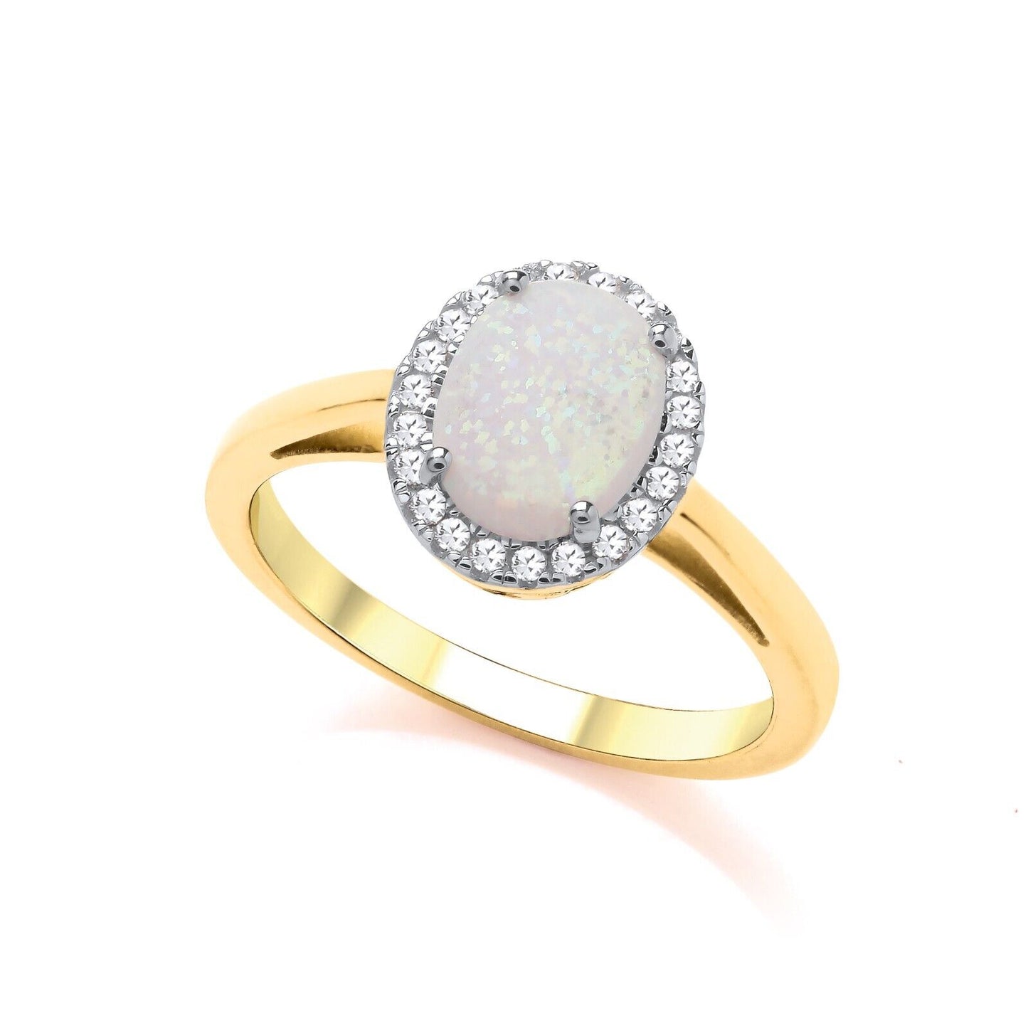 9ct Yellow Gold Opal Cluster Ring Engagement Hallmarked Sizes L - R