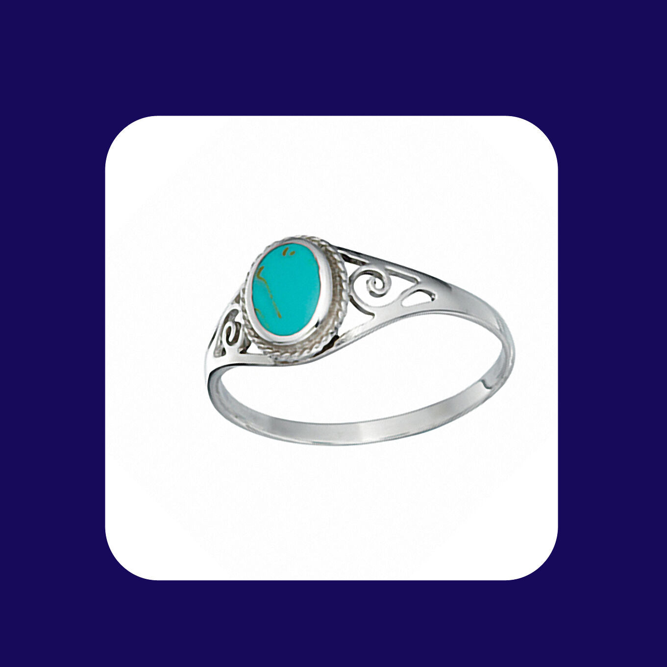 Turquoise Ring Sterling Silver 925 Hallmark Ladies Solitaire